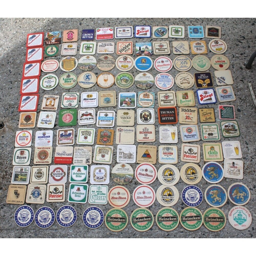 Huge Vintage Beer Coasters Foreign Lot of 120 Collection Bar Drink Cardboard